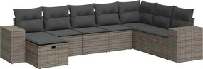 vidaXL 8 részes szürke polyrattan kerti ülőgarnitúra párnákkal