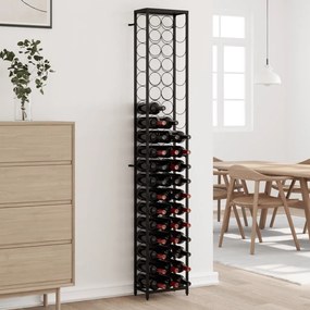 Fekete kovácsoltvas bortartó 57 palackhoz 34 x 18 x 200 cm