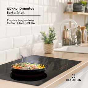 Klarstein Virtuosa 4, főzőlap, 60 cm, 6500 W, kétzónás, Pluszone, időzítő, üvegkerámia