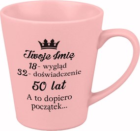 Latte Bögre Matt Rózsaszín 300ml Vicces Ajándék Gadget 50 Születésnap Név