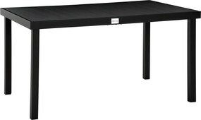 Outsunny 6 Fős Kerti Asztal – Alumínium Étkezőasztal, Kerti Bútor, Lounge Bútor, Könnyen Tisztítható Műanyag, Fekete, 140 x 90 x 74 cm | Aosom