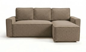SMART BOUCLE L alakú kihúzható, megfordítható sarokkanapé 232x143 cm, sötétbézs