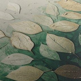 Kép - Arany-zöld levelek (órával) (90x30 cm)