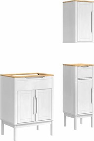 vidaXL Fürdőszoba bútor szett fiókkal FLORO 3 pcs Fehér Tömör fenyőfa