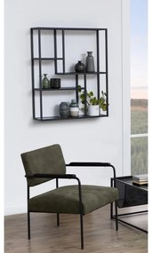 Fekete fali könyvespolc kőrisfa dekorral 75x91 cm Seaford – Actona