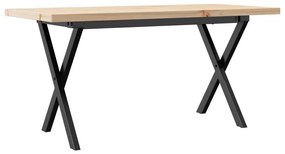 Tömör fenyőfa és acél X-vázú dohányzóasztal 100x50x45,5 cm