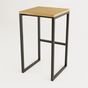 Fekete-natúr színű bárszék tölgyfa dekorral Frame – Woodman