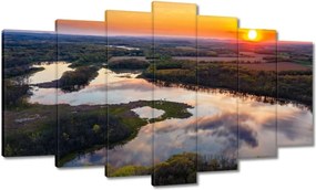 Vászonkép 140x80 Folyó Erdő Naplemente