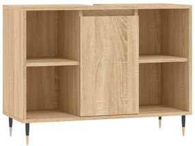 sonoma tölgy színű szerelt fa mosdószekrény 80 x 33 x 60 cm
