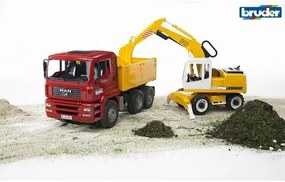 Bruder MAN TGA teherautó Liebherr kotróval, 1:16,73 x 18,5 x 23 cm