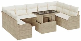 vidaXL Kerti Kanapé Szett párnával 10 pcs Bézs Poli rattan