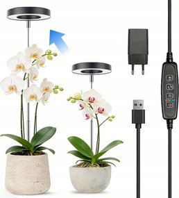 Led Lámpa Dísznövények Megvilágításához Teleszkópos Usb Időzítővel 10W