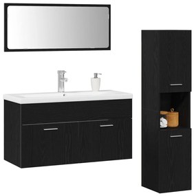 Fürdőszobai bútorkészlet 4 pcs Fekete tölgy 90 x 38.5 x 46 cm