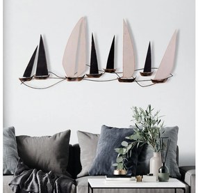 Fali dekoráció 52x117 cm fém vitorlás hajó