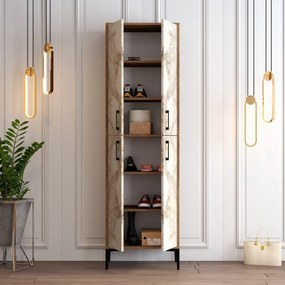 Cipőtároló Berlin A - Diós, Fehér Marble
