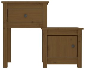 2 db mézbarna tömör fenyőfa éjjeliszekrény 79,5 x 38 x 65,5 cm