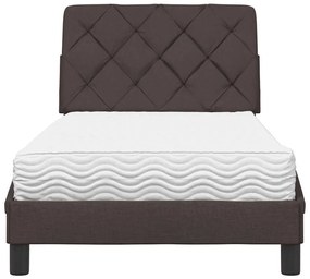 sötétbarna szövet ágy matraccal 90x200 cm