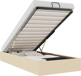 vidaXL Ottomán krémszínű szövet ágykeret matrac nélkül 100x200 cm