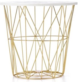 Kávésasztal HARISSA 41x42 cm arany/fehér márvány dekoráció