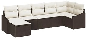 vidaXL Kanapé Szett párnával 7 pcs Barna polirattan