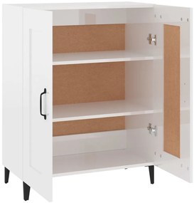 magasfényű fehér szerelt fa tálalószekrény 69,5 x 34 x 90 cm