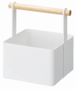 Tosca Tool Box fehér multifunkciós tárolódoboz bükkfa részletekkel, hossz 16 cm - YAMAZAKI