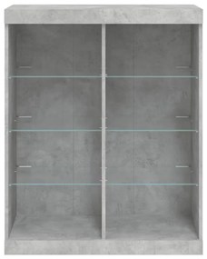 betonszürke tálalószekrény LED-világítással 81 x 37 x 100 cm