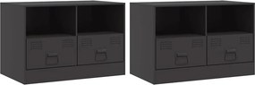 vidaXL 2 db fekete acél TV-szekrény 67 x 39 x 44 cm