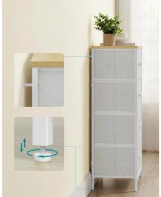 Tároló szekrény öt fiókkal, ruhás szekrény, fehér és tölgy 80x30x85cm