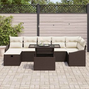 Kerti Kanapé Szett 8 pcs Barna polirattan