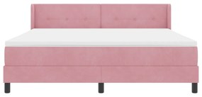 Boxspring Ágy Matrac Fészek Rózsaszín 180x200 cm Bársonyos