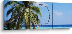 Pálmafák a strandon képe (órával) (90x30 cm)