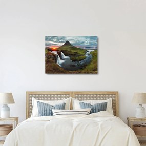 Üveg kép - Kirkjufell naplementében (70x50 cm)