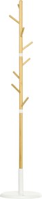 HOMCOM Bambusz Álló Kabátállvány Modern Hall Tree 8 Akasztóval Ruhákhoz Táskához Belépőhöz Hálószobába Ø37.8x175.6 cm Természetes | Aosom