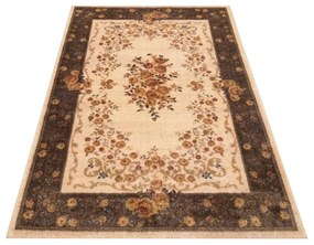 Eredeti barna-krémszínű vintage szőnyeg a nappaliba Szélesség: 160 cm | Hossz: 220 cm
