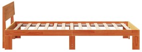 ágykeret fejtámlával viaszbarna 80x200 cm tölgyfából