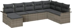 vidaXL Kerti Kanapé Szett párnával tárolóval 8 pcs Szürke Poli rattan