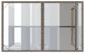 szürke polyrattan üveglapos kerti asztal 110x68x70 cm