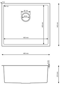 Erga HD, 1 kamrás acél mosogató 490x440x210 mm, acél, ERG-MLS-HD4944