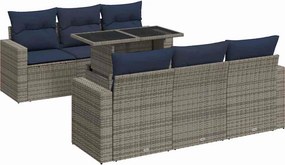 vidaXL 7 részes szürke polyrattan akácfa kerti ülőgarnitúra párnákkal