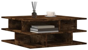 Füstös tölgy színű szerelt fa dohányzóasztal 70x70x29 cm