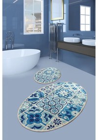 Kék fürdőszobai kilépő szett 2 db-os 60x100 cm Ceramic – Foutastic