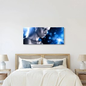 Kék csillogású nő képe (120x50 cm)