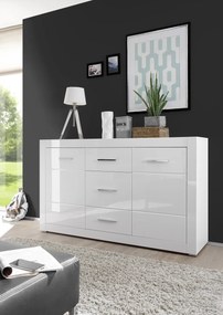 Bianco 2 ajtós 3 fiókos komód fényes fehér
