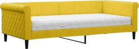 vidaXL sárga bársony heverő matraccal 90 x 200 cm