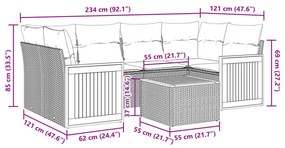 7 részes fekete polyrattan kerti ülőgarnitúra párnával