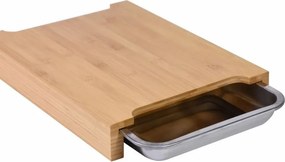 Bambusz vágódeszka alumínium csepptálca 40 x 30 x 6 cm