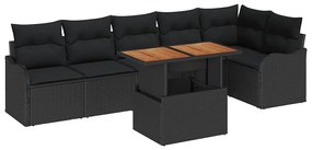 vidaXL Kerti Kanapé Szett párnával 7 pcs Fekete