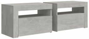 2 db betonszürke éjjeliszekrény LED-del 60 x 35 x 40 cm