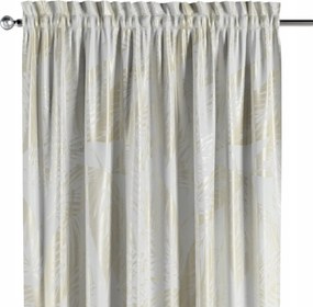 Csatornafüggöny frufruval 1 db 130x260cm ekrü levelek